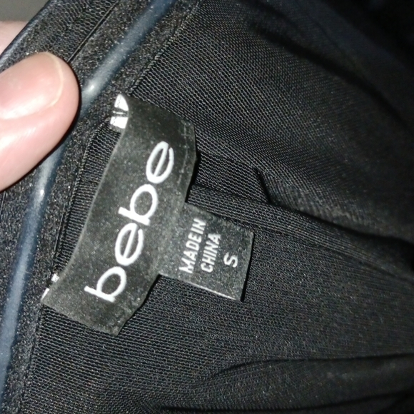 BeBe-FAUX LEATHER, STRAPLESS V-notched center w/RUFFLES- DOWN-SIDES, SIDE-ZIP - Picture 5 of 13